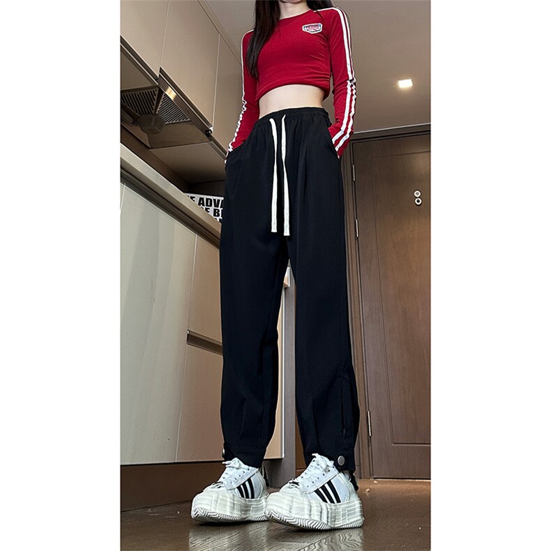 现货早秋百搭垂感搭扣休闲裤女宽松束脚裤男K706-P45控68,男装休闲裤,星座205