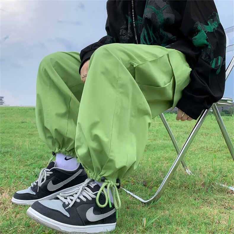 薄款大口袋宽松抽绳束脚裤子高街ins美式街头工装裤男K4387-P50，男装休闲裤，星座512-2