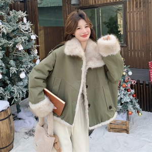 新款！环保皮草两面穿皮毛一体派克服外套2C133-6009-P255-K378图片