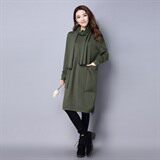 中长款直筒口袋长袖圆领纯色连衣裙2020年冬季韩版百搭，女装针织衫/毛衣，独衣靓