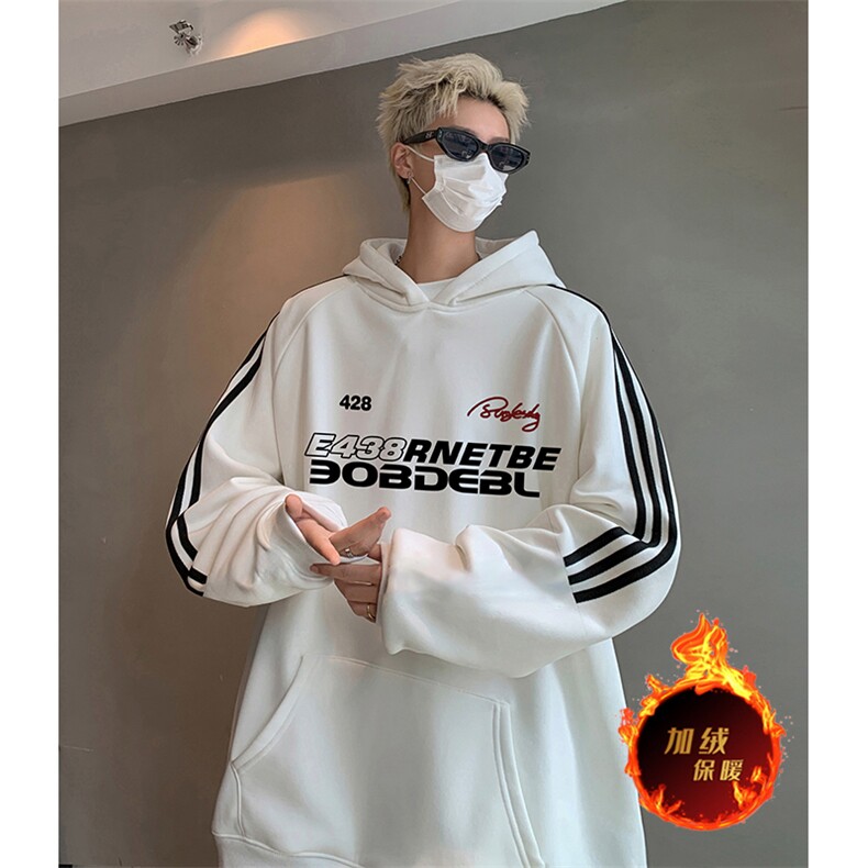 抖音得物供货提供视频秋冬重磅美式宽松织带连帽卫衣0418,男装卫衣,电商A486