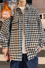 新款加厚衬衫夹克男潮千鸟格翻领毛呢外套J25861J加绒-P80控118，男装夹克，电商A001