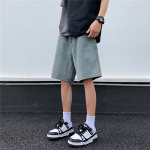 新款复古水洗牛仔短裤男夏季潮牌宽松大码直筒V3323-P42图片