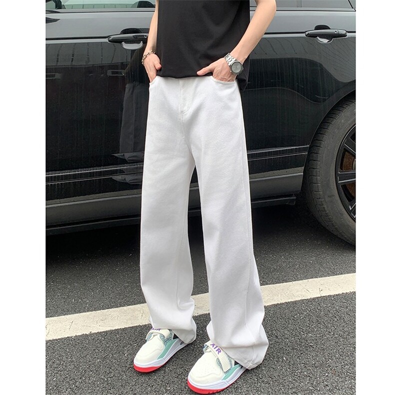 春秋美式高级感通勤垂坠男女复古宽松阔腿牛仔裤长裤男NZC002,男装牛仔裤,星座516A