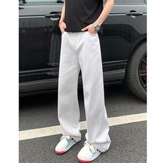 春秋美式高级感通勤垂坠男女复古宽松阔腿牛仔裤长裤男NZC002，男装牛仔裤，星座516A