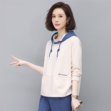 时尚宽松连帽卫衣女秋冬季新款韩版百搭显瘦长袖上衣外套潮，女装卫衣/绒衫，依恋蒂丝