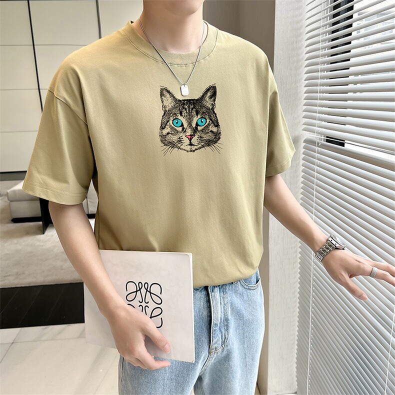 店主风夏季纯短袖T恤男2023新款轻熟风纯色字母半袖TX43-P38，男装T恤，星座301C-5