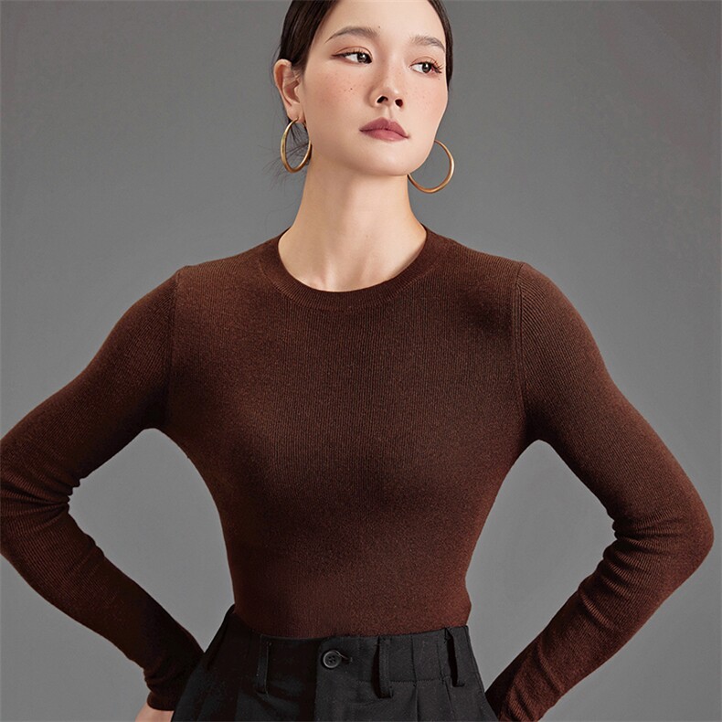 秋冬新款纯色针织套头上衣时尚百搭,女装羊毛衫,挚尚羊绒