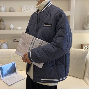 情侣潮休闲菱形格贴标纯色宽松棉衣/MF33 P115 控138图片
