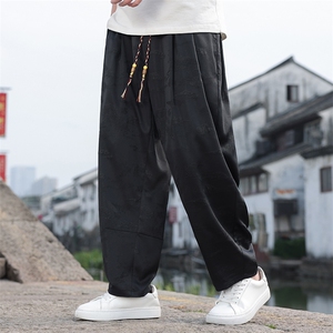 2026春夏新款风男装休闲裤宽松编织腰绳中式直筒裤 K170-P55图片
