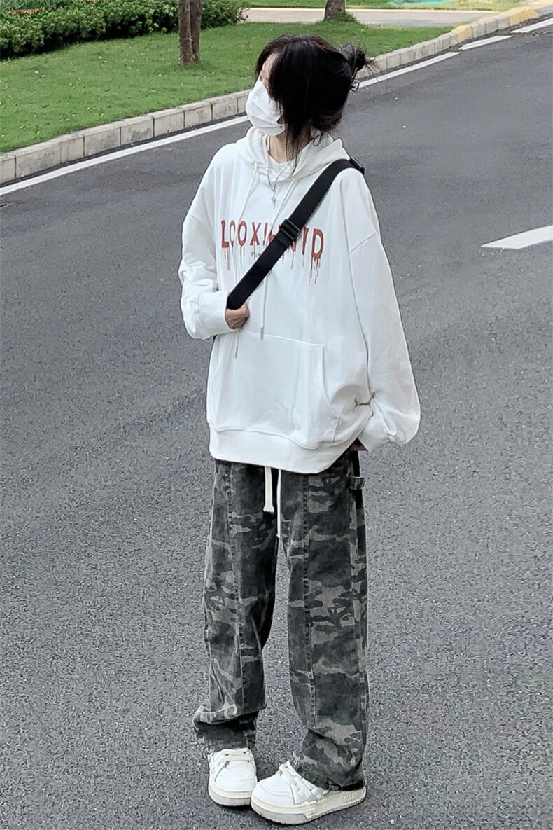 高街迷彩松紧腰抽绳工装裤男宽松休闲直筒阔腿裤K909-P60,男装工装外套,星座205