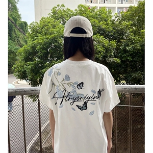 万针全刺绣解构设计260克重磅双纱纯棉高品质美式高街短袖T恤特35图片