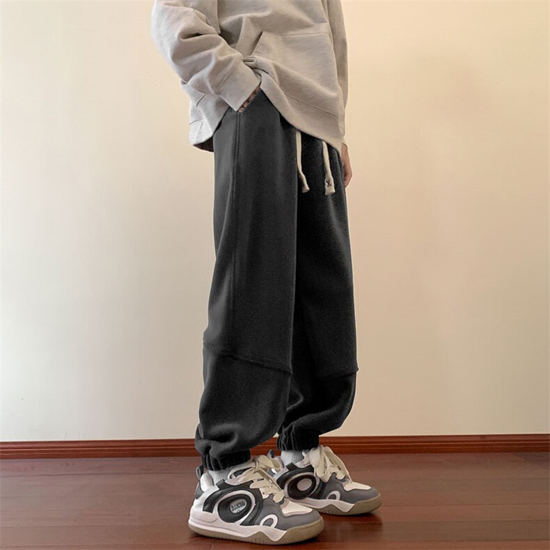 抖音品质大码男裤重磅双面奥粒绒加绒加厚束脚休闲裤M-5XL特P45,男装卫衣,电商B325