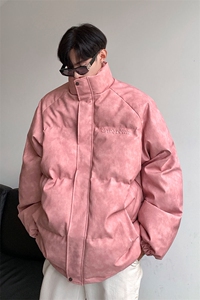 港风PU皮复古做旧设计钢印棉衣男MY77096P130控198抖控228图片