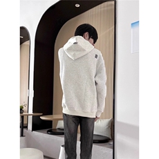 美式高街字母刺绣连帽卫衣男款潮牌宽松情侣装青少年拉链外套，女装短外套，星座410-7