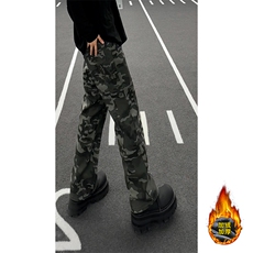 B221美式ins高街迷彩加绒牛仔裤LK24366-特P36控68加绒特P46控88，男装休闲裤，电商B221