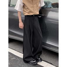 裤子男英伦雅痞男装西裤垂坠感高级感阔腿休闲长裤X0325-P40，男装西裤，星座308B-2