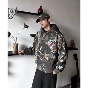 网图连帽牛仔棉服迷彩树枝座山雕加绒夹克外套 A025-RJ1064-P165图片