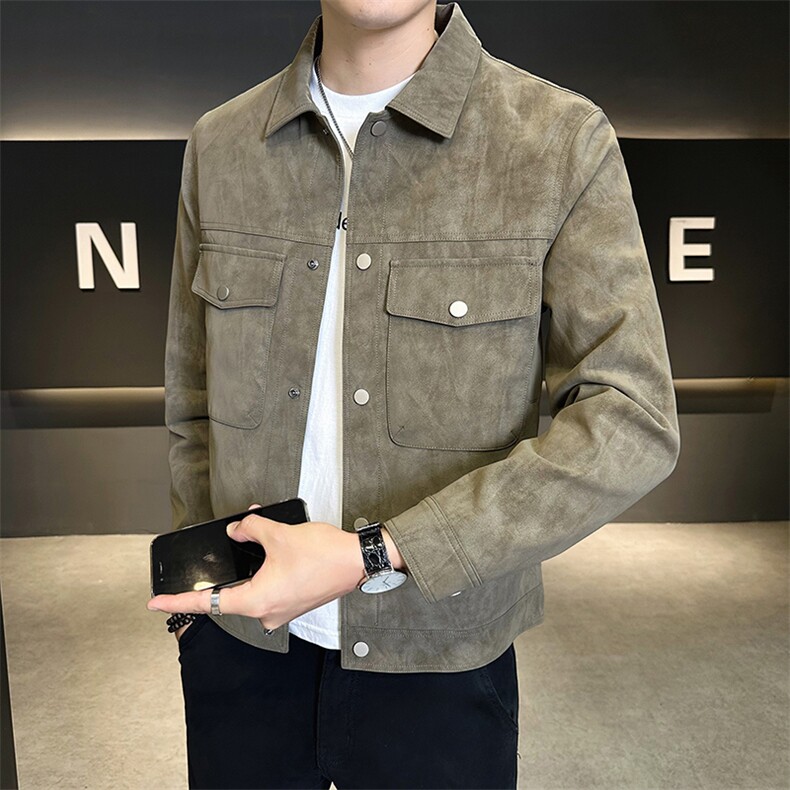 秋季皮衣外套男2025新款潮流帅气机车水洗皮夹克A313-1805-P145,男装皮衣,电商A313