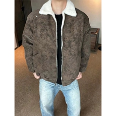 现货冬季美拉德毛领雾面PU皮棉服加绒加厚保暖百搭设计款情侣棉衣，男装棉衣，电商A443
