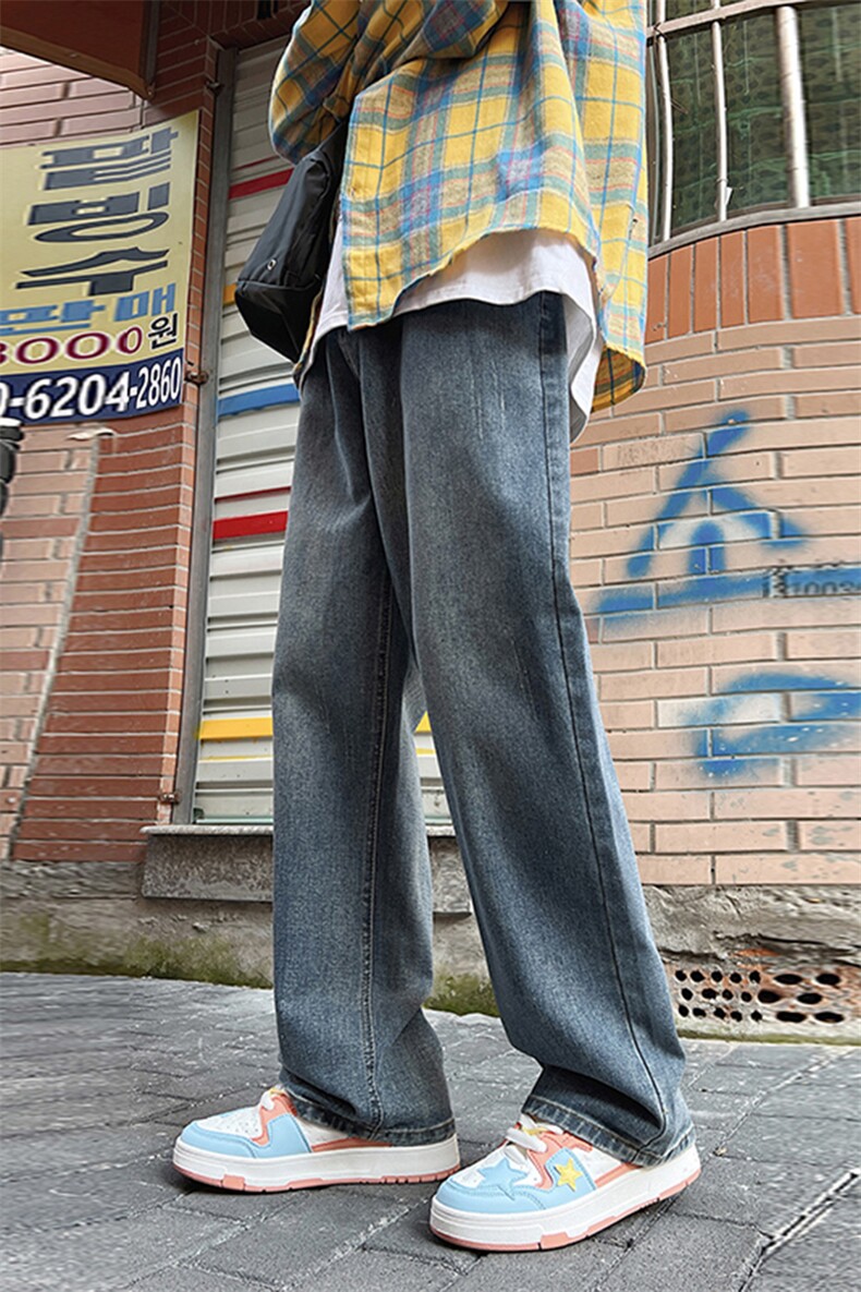 2025春夏复古牛仔裤男显高直筒宽松休闲裤长裤子男女同款778-P45,男装牛仔裤,电商A178