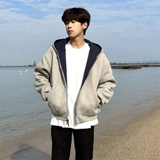 抖音得物高品质二开26春装美式重磅宽松结构双面连帽卫衣外套W68，女装短外套，电商A486