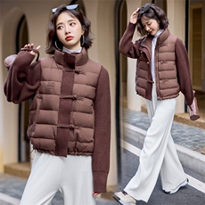 新款拼接羽绒服外套白鸭绒2024年冬季短款长袖羽绒服，女装羽绒服，橙子家