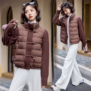 新款拼接羽绒服外套白鸭绒2024年冬季短款长袖羽绒服图片