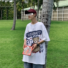 图案已注册港风休闲情侣潮大码风短袖T恤男DT761F30控45，男装T恤，星座227-7