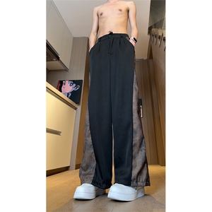 现货侧面褶皱拼接设计感风垂感冰丝休闲裤K801-P50控78图片