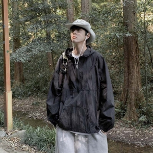 连帽半拉链防晒衣男夏季薄款防紫外线套头运动登山服CF405P36,女士连衣裙运动鞋搭配图片