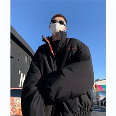 太帅气了格子两面穿冬美式条纹棉服男女面包服棉衣外套MF211-P86，男装棉衣，星座412-3