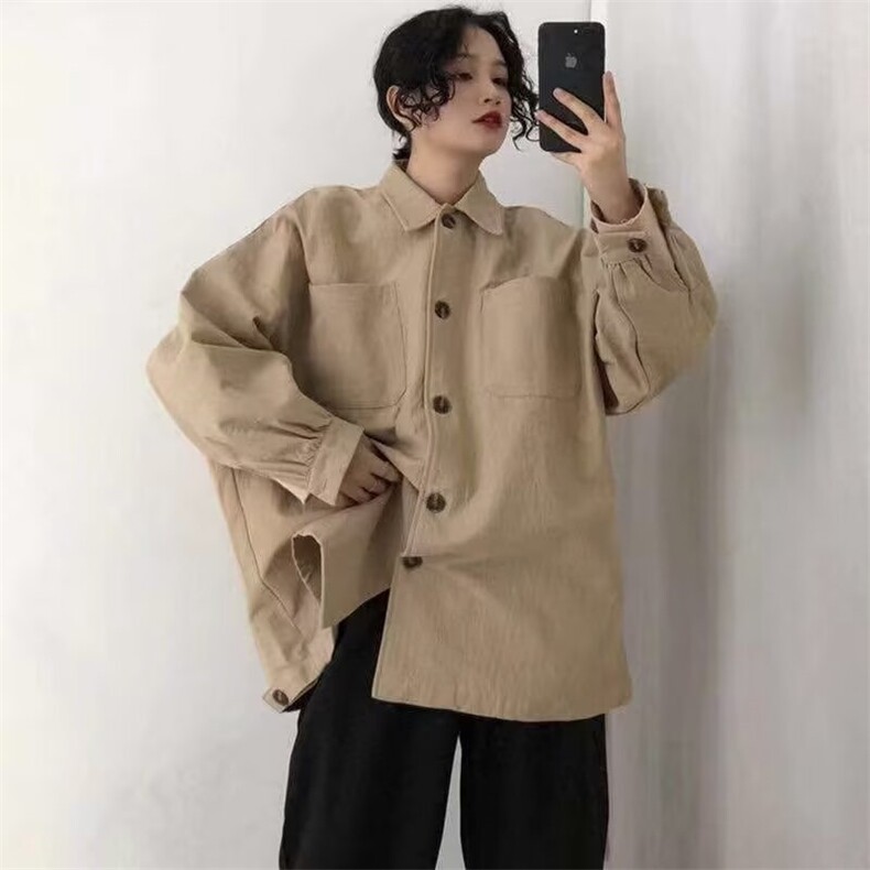 807-P35 美式重磅春款长袖衬衫男2025新款港风潮牌宽松休闲图片