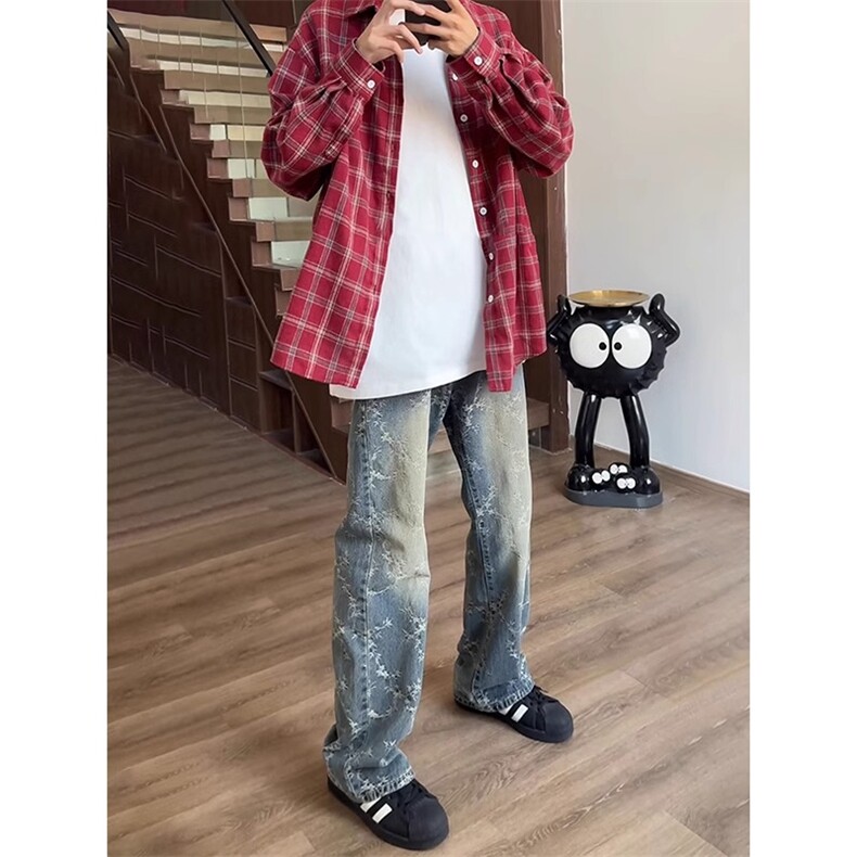 抖音质量男士提花牛仔裤复古春秋冬季新款时尚男裤子,男装牛仔裤,星座410-6（原星座1304-1）