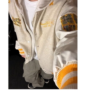 【有货】DM400-P65拼接毛呢夹克衫棒球服宽松棒球领常规款宽松型图片