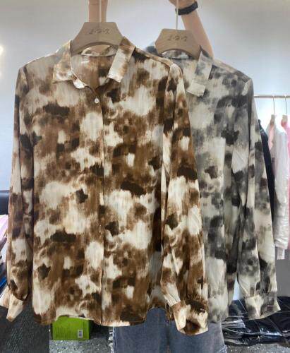 2021年秋季新品水墨画印花复古港味百搭衬衣，其它，L·H·X