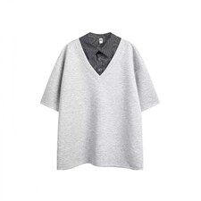 【XZ1112-1】男短袖杉翻领假两件POLO杉T恤五分袖P37YW71，男装T恤，星座1112-1