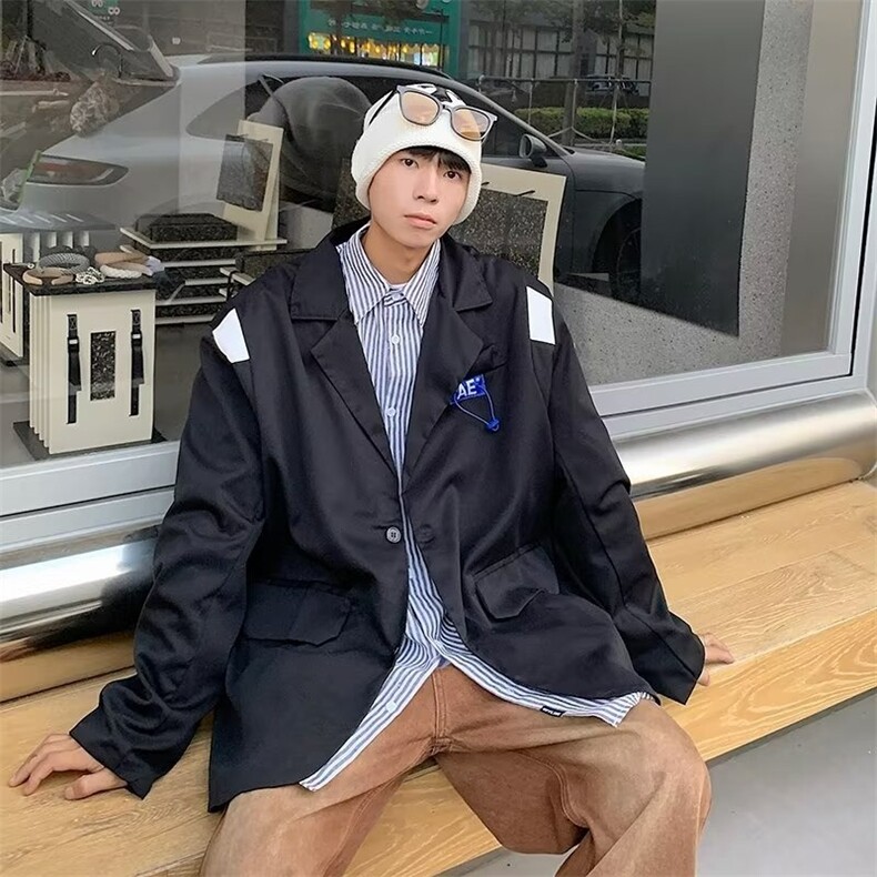 设计感西装外套潮牌痞帅宽松冷淡风西服高级感炸街上衣JKX652，男装西服，星座516A