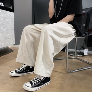 韩版ins纯色裤子百搭垂感休闲裤bf宽松阔腿九分裤男女潮K2636-P35图片