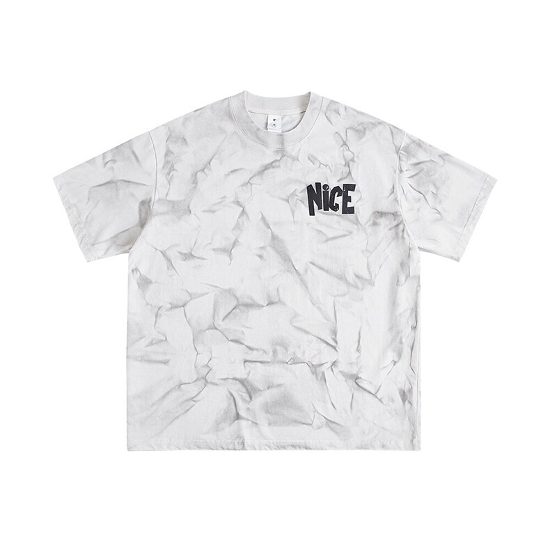 2025新款潮牌短袖宽松韩版字母印花扎染工艺T恤T9024/P5588，男装T恤，星座202-1