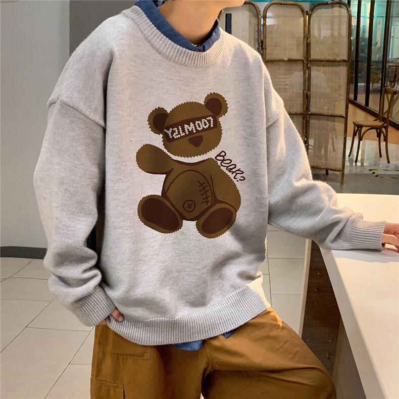1港风新款宽松休闲中性情侣潮流印花毛衣男外套7788P48加绒P55,男装针织衫/毛衣,星座226-2