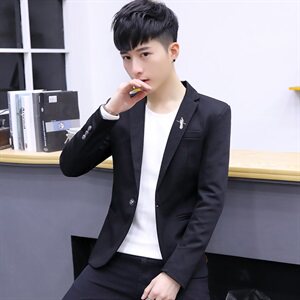 男士外套新款2021韩版休闲小西装男修身潮流帅气男装西服图片