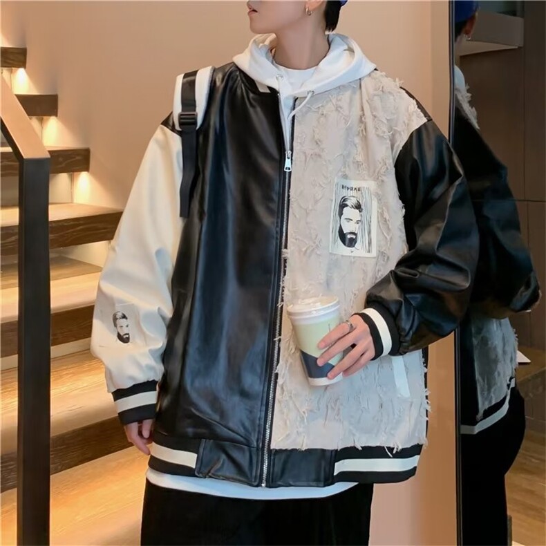 2025外套男春秋潮牌美式拼接棒球服夹克小众设计感情侣ins潮上衣,男装夹克,星座1210-1