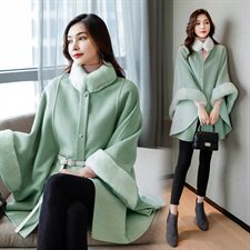 冬季新款羊绒斗篷外套女时尚宽松休闲羊毛呢大衣外套潮图片