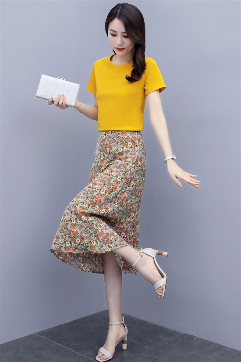 2021年夏款套装/套裙时尚洋气两件套碎花休闲气质套裙,女装连衣裙,瑶迪依秀