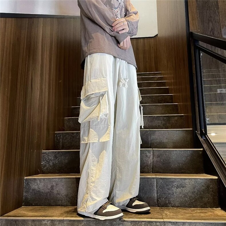 美式高街阔腿工装裤男款春秋季复古休闲潮牌宽松直筒裤K02801-P45,男装休闲裤,星座308B-2