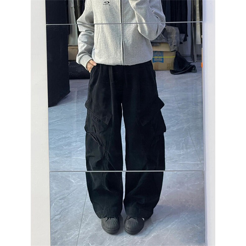 美式oversize嘻哈多口袋工装裤男女夏季宽松阔腿休闲裤K65-特P55,男装休闲裤,星座218-5