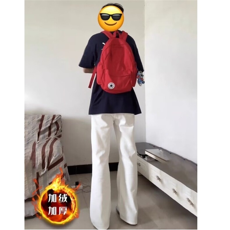白色直筒牛仔裤男女秋冬加绒宽松垂感高级感拖地裤K8005-P46网图,男装牛仔裤,电商B245