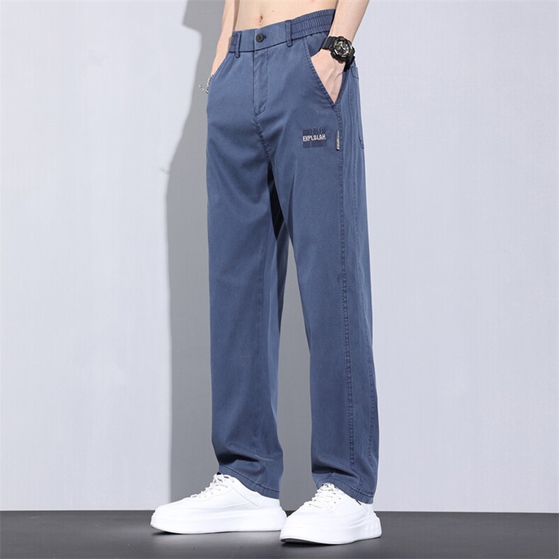 夏季休闲阔腿男士直筒宽松潮冰丝莱赛尔天丝运动拖地裤子K833-p45,男装休闲裤,星座224-3
