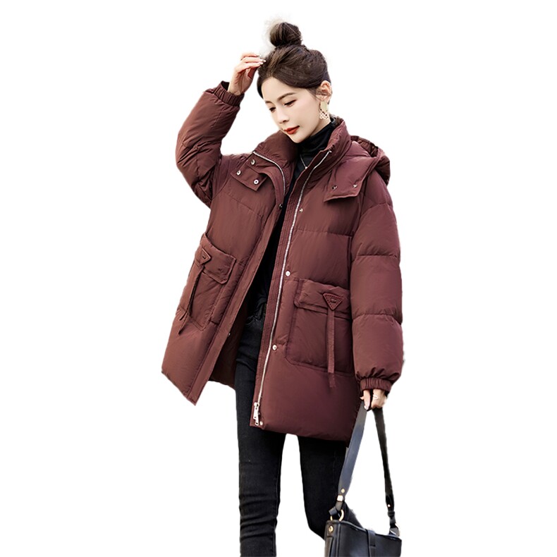 年货节现货羽绒服女2023年冬季新款女装时尚休闲加厚中长款外套,女装羽绒服,关键词